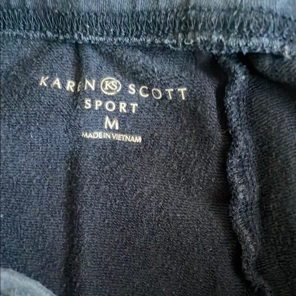Karen Scott Navy Blue Capri Sweatpants Cotton Stretch M - Picture 5 of 9